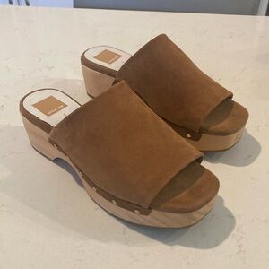 Dolce Vita Women's Dorado Mule Brown Suede Women's Wooden Clogs size 7.5